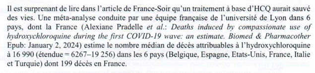 Extrait de la note DGS