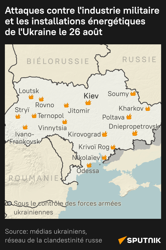 Frappes russes sur des sites d'industrie militaire et installations énergétiques ukrainiens - Sputnik Afrique