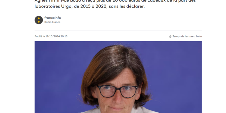 L’ex ministre de la Santé Agnès Firmin Le Bodo condamnée à 8.000 € d’amende pour ses liens avec Big Pharma